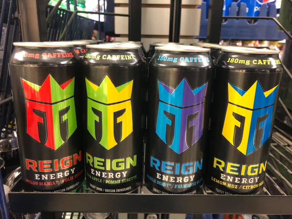 Energy drinks on display